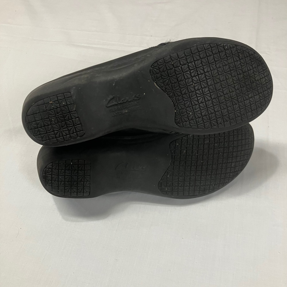 Clarks Womens 66726 Black Leather‎ Slip On Slip Resistant Work Loafers Size 8M - Picture 7 of 7
